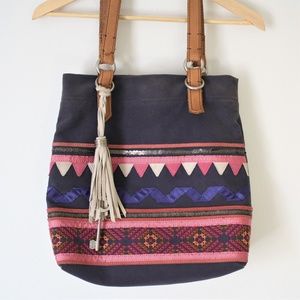 Fossil Canvas Tote with Sequins